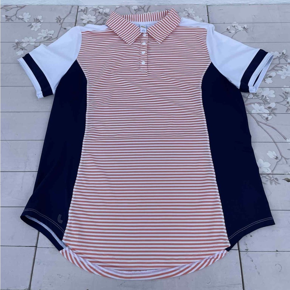 Lole Red and White Striped Collared Shirt